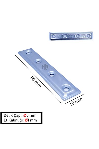 Yapıkan Mr. Bracket 25 Ad. Düz Gönye Bağlantı Demiri 16x80mm - Mobilya Dolap Raf Köşe Birleştirme Aparatı