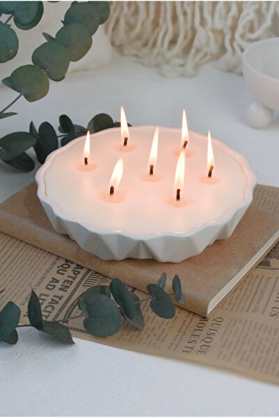 LALEZEN HOME SERAMİK KRİSTAL TABAK SOYAWAX VANILYA KOKULU MUM