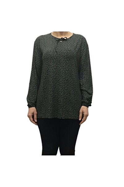 ECE GİYİM Women's Patterned Collar with String Sleeves Elastic Combed Bluz