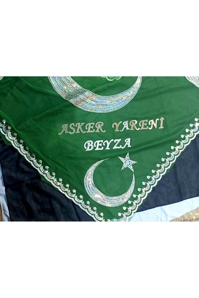 Duru Kişiye Özel Asker Yareni Ve Isim Yazılı Yeşil Kına Örtüsü Tirşe asker şa...