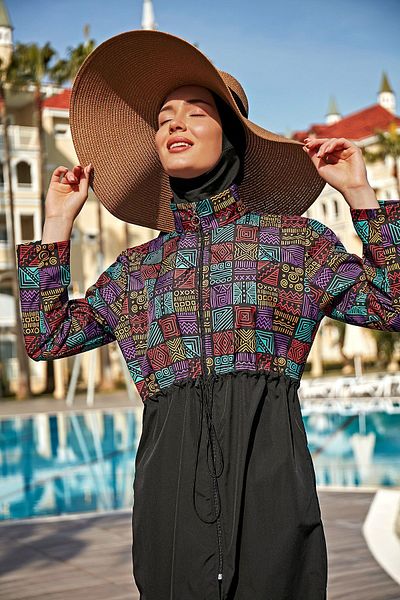 Remsa Mayo R4803 Model Şenay Hijab Μαγιό - Πλήρως καλυμμένο, Parachute Remsa