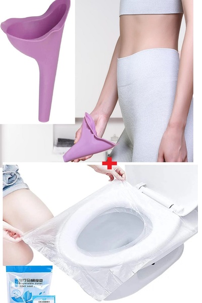 RELATOS 2 li Set Tuvalet Hijyen Seti- 5 Li Klozet Poşeti + Ayakta İşeme Tuvalet Hijyenik idrar Hunisi