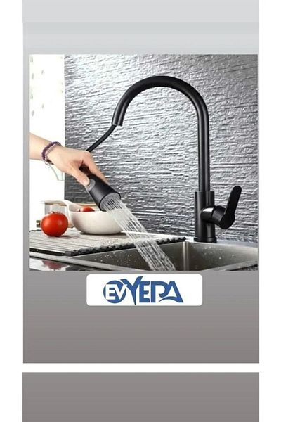 FLEKO Black Spiral Kitchen Faucet (HOT AND COLD INLET, BRASS MATERIAL)