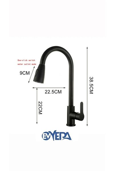 EVYEPA Fleko Black Spiral Kitchen Faucet (HOT COLD INLET, BRASS Material)