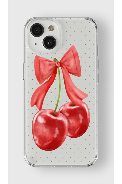 moonset Iphone 13 Mini Uyumlu Kiraz Tasarımlı Baskılı Şeffaf Telefon Kılıfı
