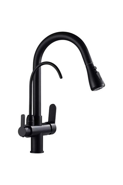FLEKO Spiral Purified Kitchen Faucet Matte Black Sink Faucet