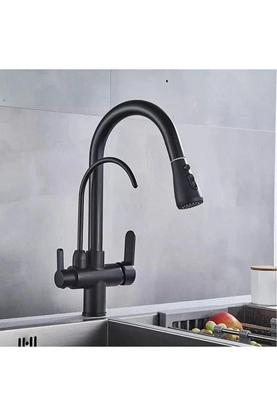 hesaplı çarşım Fleko Black Purified Spiral House Kitchen Faucet