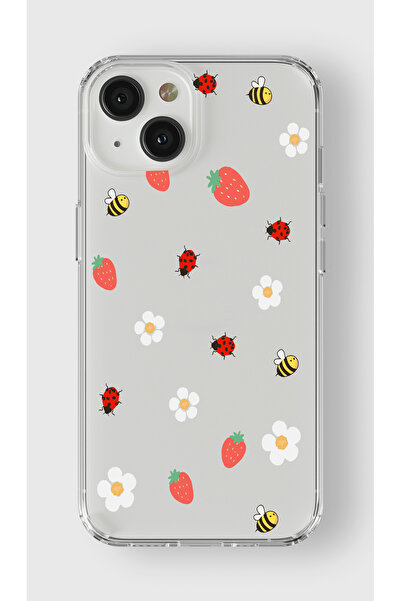 moonset Iphone 13 Uyumlu Papatya Arı Tasarımlı Baskılı Şeffaf Telefon Kılıfı