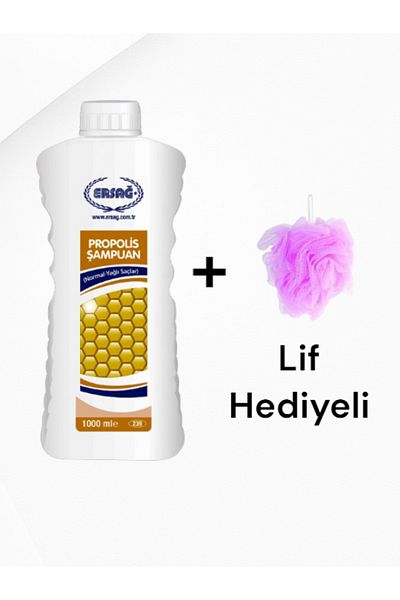 Ersağ Shampoo with Propolis - 1000ml, Normal-Oily Hair, with Fiber Gift - 102-1