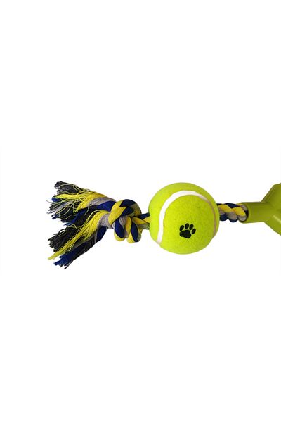 Markapet Blue Knotted Y Shaped Tennis Ball Dog Toy - 7-37 cm