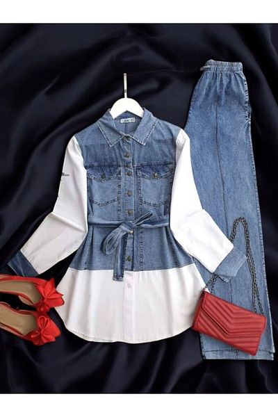 TCN Falcon Belt and Garnish Jeans Double Suit - 1578