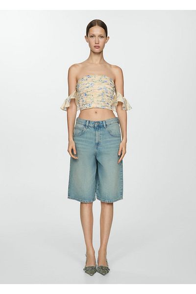 MANGO Woman Lace Strapless Blouse