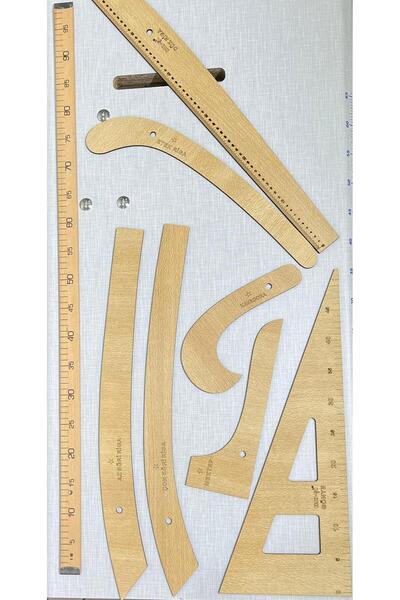 AYHANMAK 8’li Ahşap Riga Takımı 4mm Çift Taraflı - Riga Cetveli - Riga Seti