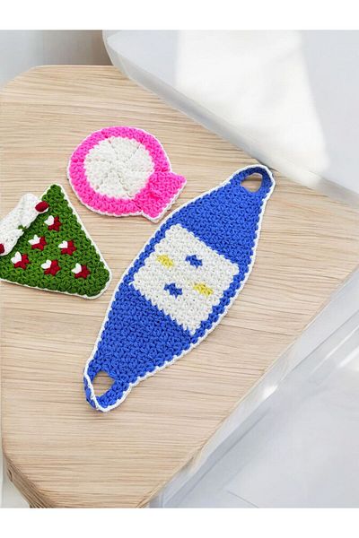 Dantelux Hand Knitted 3Pcs Mixed Model Washcloth Set