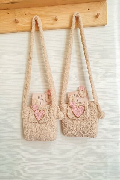 afralya home Peluş Çanta Sevimli Pofidik Çanta ve Toka Takımı Kız Çocuk Çanta...