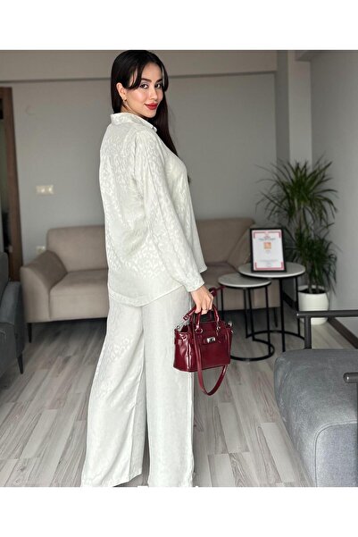 AB LOOKS Aurelia Flausch Jacquard Leopard Print Shirt and Pants Set