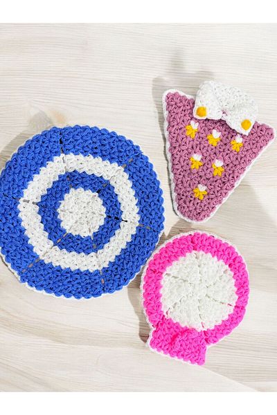 Dantelux Hand Knitted 3Pcs Mixed Model Washcloth Set