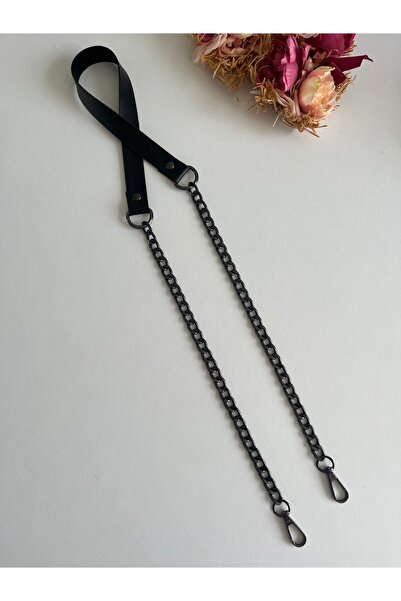 zg hobi aksesuar Bag Strap with Knitted Bags Faux Leather Black Metal Accesso...