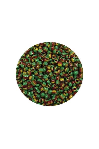 STUMBANNG Bulk glass sand beads (11/0) 2 mm - 60 grams - green yellow striped - bnc041