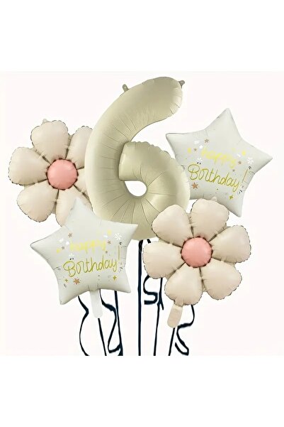 DÜVENCİ TİCARET KREM PAPATYA FOLYO BALONLU YAŞ BALON SET