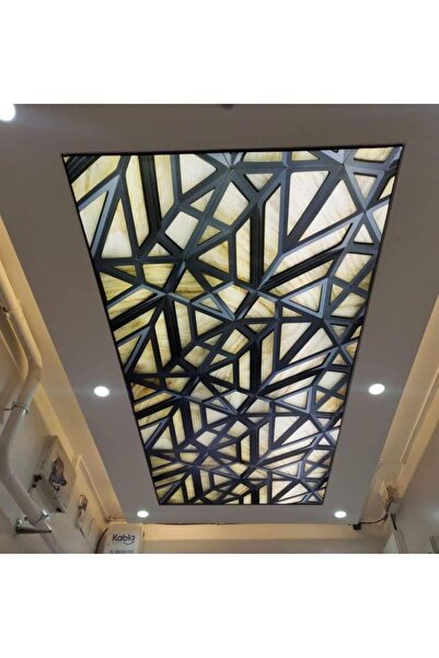 poster marketi Altın Geometrik Desenli Gergi Tavan | Lüks ve Modern Dekorasyon