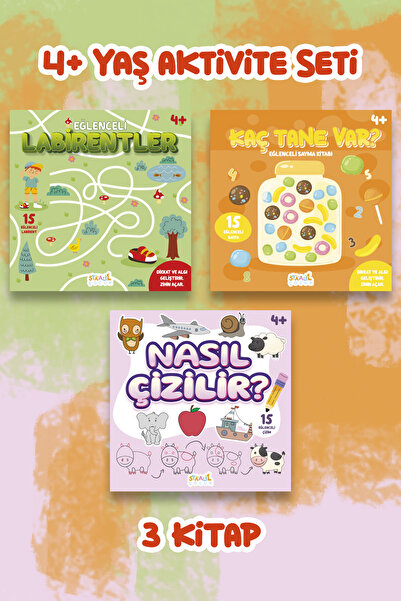 STAAU Çocuk 4+ Yaş Aktivite Seti - 3 Kitap  (Labirentler - Nasıl Çizilir? - K...