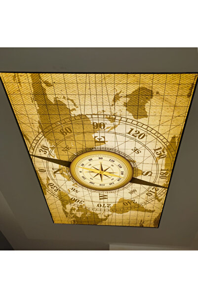 poster marketi Vintage Harita Desenli Gergi Tavan | Klasik ve Şık Dekorasyon
