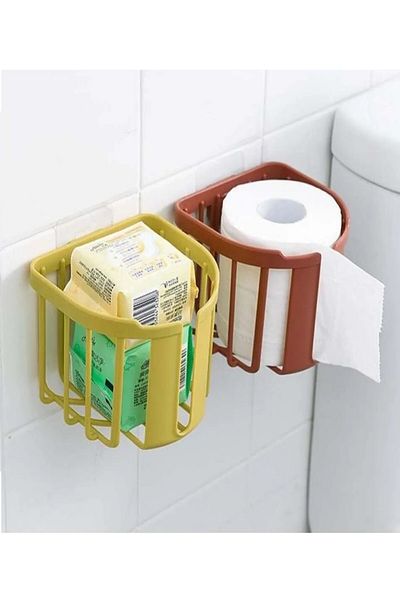 TİNEKE Practical Easy to Mount Adhesive Multifunctional White Bathroom Organizer for Wc Paper
