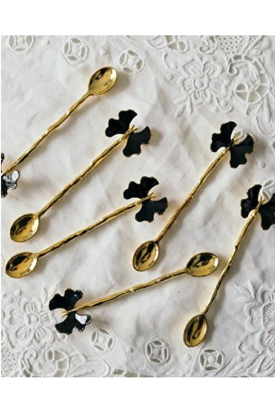 MELHOME Black Tea Skate Set of Six - Gold Butterfly Set of 6