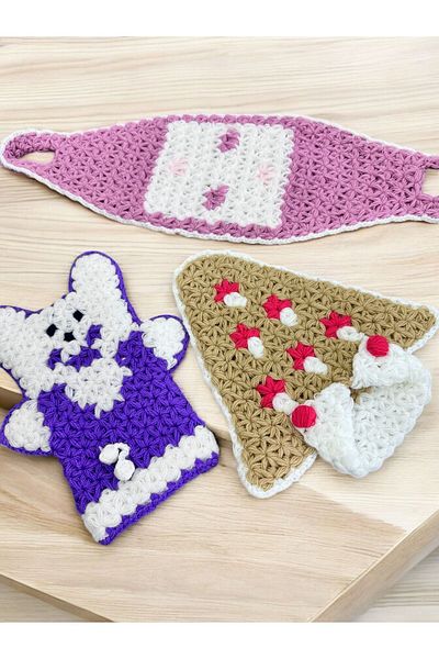 Dantelux Hand Knitted 3Pcs Mixed Model Washcloth Set