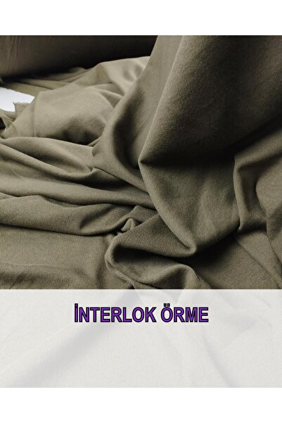 Kumaş Parça Хакі оливково-зелений інтерлок трикотаж - проміжний колір: 100