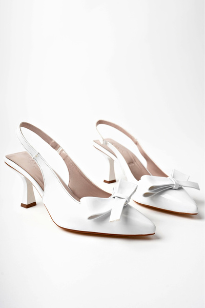 moun shoes Women's Bow Evening Dress White Patent Leather Heeled Shoes