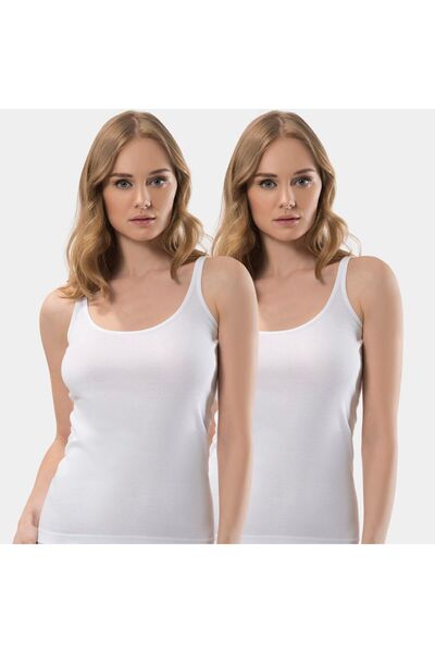 TÜREN Women's U-Neck Strap 2-Piece Camisole Undershirt 289/White