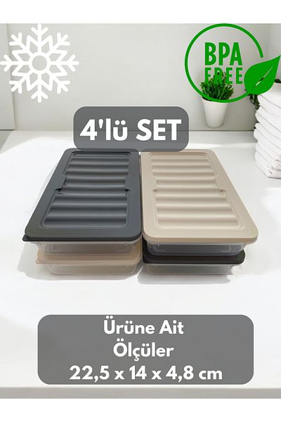 PONÇİK STORE Set of 4 1200 ml Refrigerator Organizer, Freezer and Microwave Storage Container