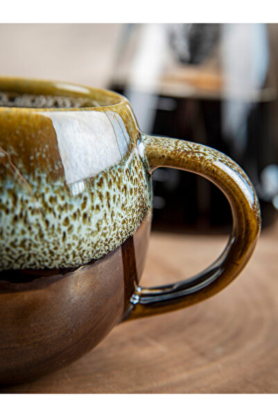 M'art Home Green Alaca Coffee Mounted - Artistic Large Mug