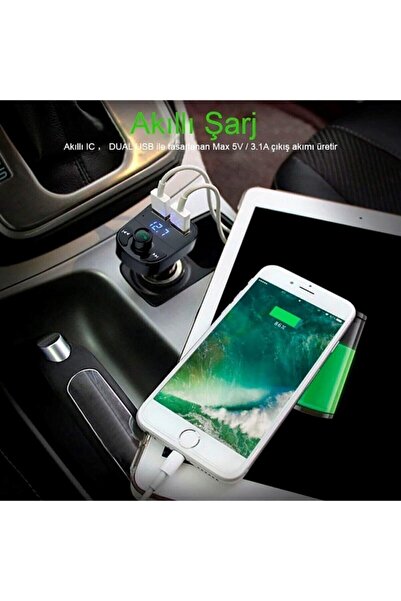 SUNSAY Carx8 Araç Kiti Fm Transmitter Bluetooth 5.0 Usb Şarj Oto Müzik Çalar