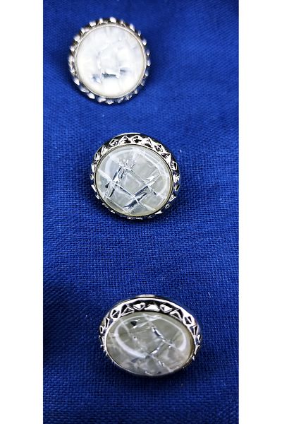 Tuhafiş 18 Mm. 12Pcs White Silver Button down Cardigan-Jacket-Shirt, Any Color Fits Outfit