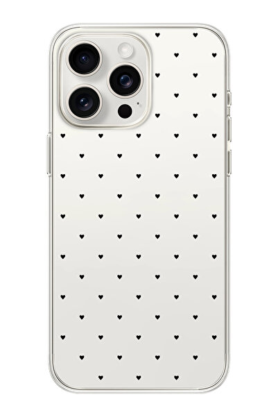 moonset Iphone 15 Pro Max Uyumlu Minik Kalpler Tasarımlı Baskılı Şeffaf Telef...