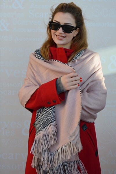 Sacce Scarves&Accessories Powder Pink Color Winter Shoulder Shawl