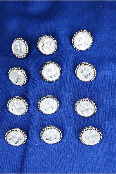 Tuhafiş 18 Mm. 12Pcs White Silver Button down Cardigan-Jacket-Shirt, Any Color Fits Outfit