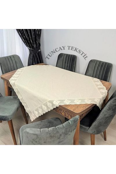TUNCAY TEKSTİL Lacy Buldan Work Linen Monika Fabric Cover Fiskos Coffee Table Tablecloth