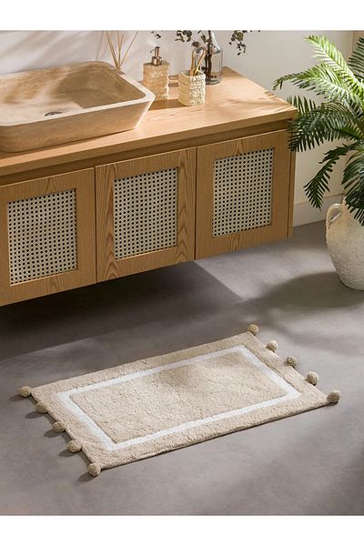 LC Waikiki LCW HOME Μπεζ Πομπόν Λεπτομερές Χαλάκι Μπάνιου 50x80 εκ