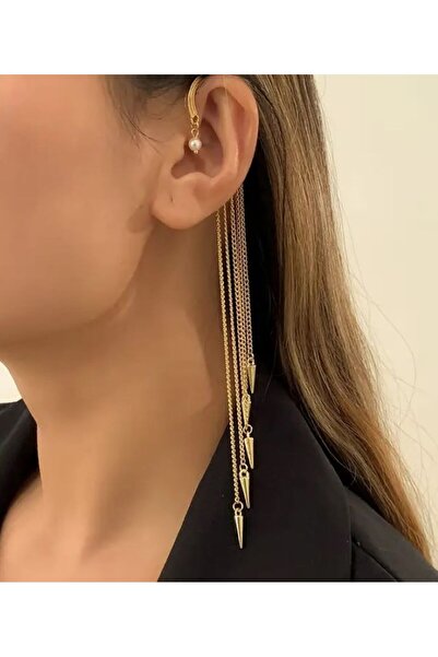 Dgt Luxury Bohem Püsküllü, İnci Detaylı Sarkıt Küpe