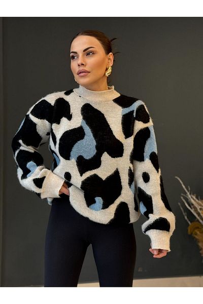 DUSOHOME Soft Textured Patterned Knitwear Sweater