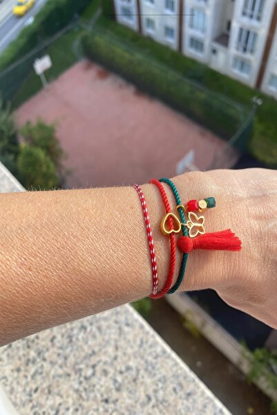 Shepidi 3'lü Kalp Püskül Marteniçka Şans Bilekliği