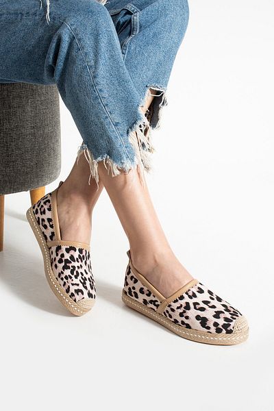 HVZ Exclusive Leopard Γυναικεία Ψάθινη Σόλα Espadrille Άνετα και Εργονομικά Παπούτσια