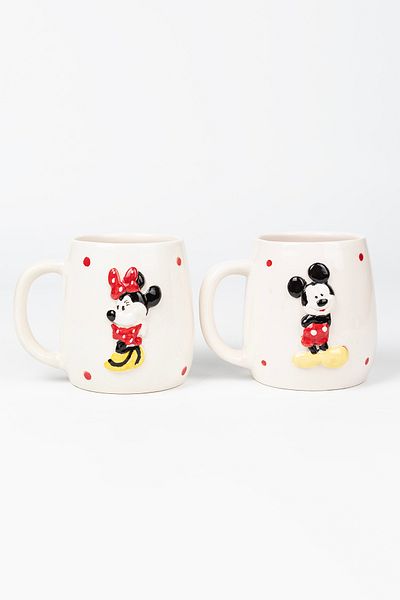 Loomart Handmade Ceramic Mug Cup with 3D Mickey and Minnie Mouse Figures 400ml Dear Cup