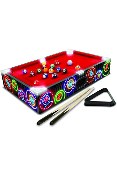 TOYFEST Masaüstü Portatif Taşınabilir Led Işıklı Bilardo Oyun Seti 50x30cm