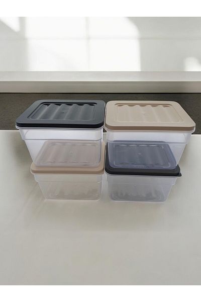 PONÇİK STORE Set of 4 Colorful 1100 ml Deep Refrigerator - Organizer Freezer and Microwave Storage Container