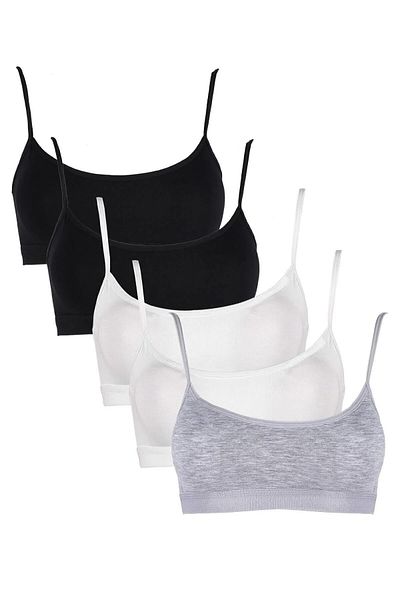 COMFORT SECRET Women's Colorful 5-Piece Rope Strap Padded Sports Bra Half Undershirt